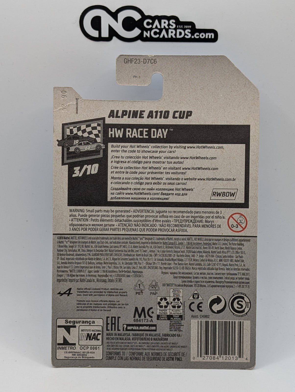 2020 Hot Wheels HW Race Day 3/10 Alpine A110 Cup Silver 80/250 (Card Damage)
