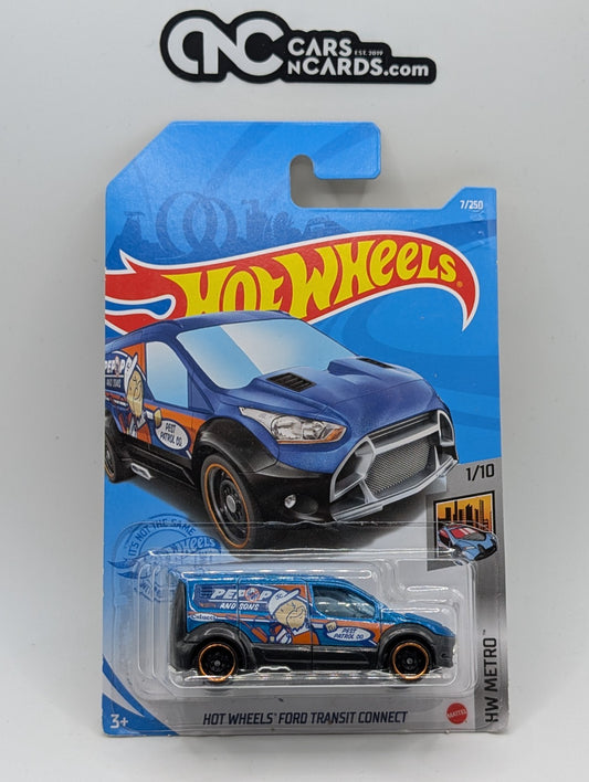 2021 Hot Wheels HW Metro 1/10 Ford Transit Connect Blue 7/250 (Soft Corners)