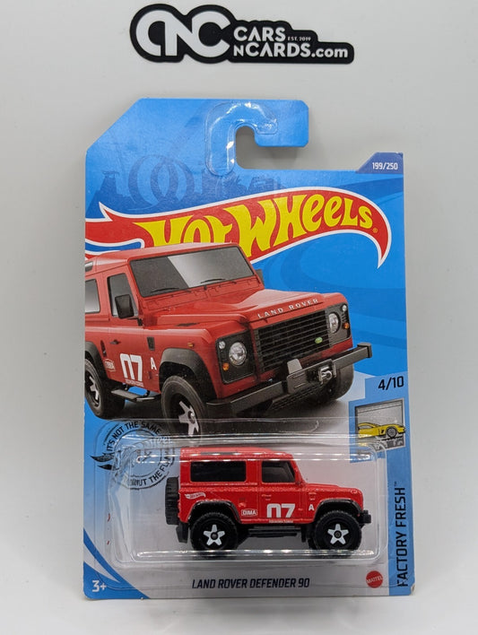 2020 Hot Wheels Factory Fresh 4/10 Land Rover Defender 90 Red (Dented Blister)
