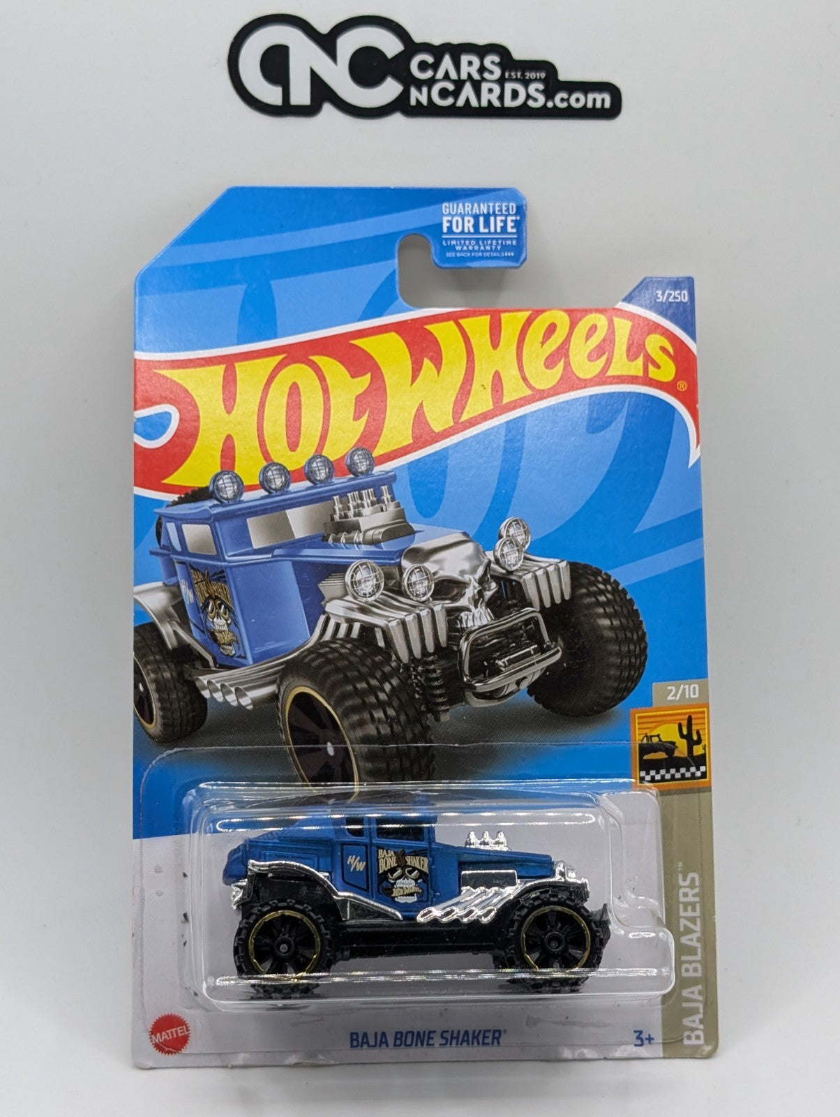 2022 Hot Wheels Baja Blazers 2/10 Baja Bone Shaker Blue 3/250 (Card Damage)
