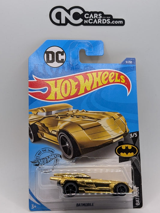 2020 Hot Wheels Batman 3/5 Batmobile Gold Chrome 9/250 (Soft Corners)