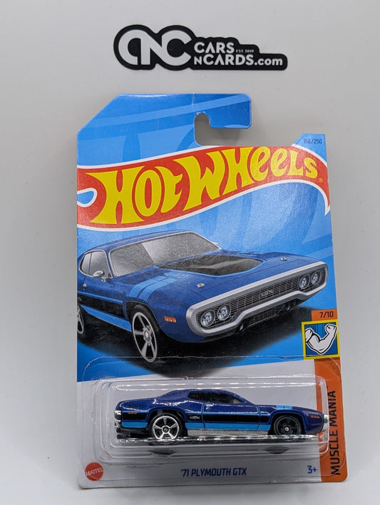2023 Hot Wheels Muscle Mania 7/10 '71 Plymouth GTX Blue 166/250 (Damaged)