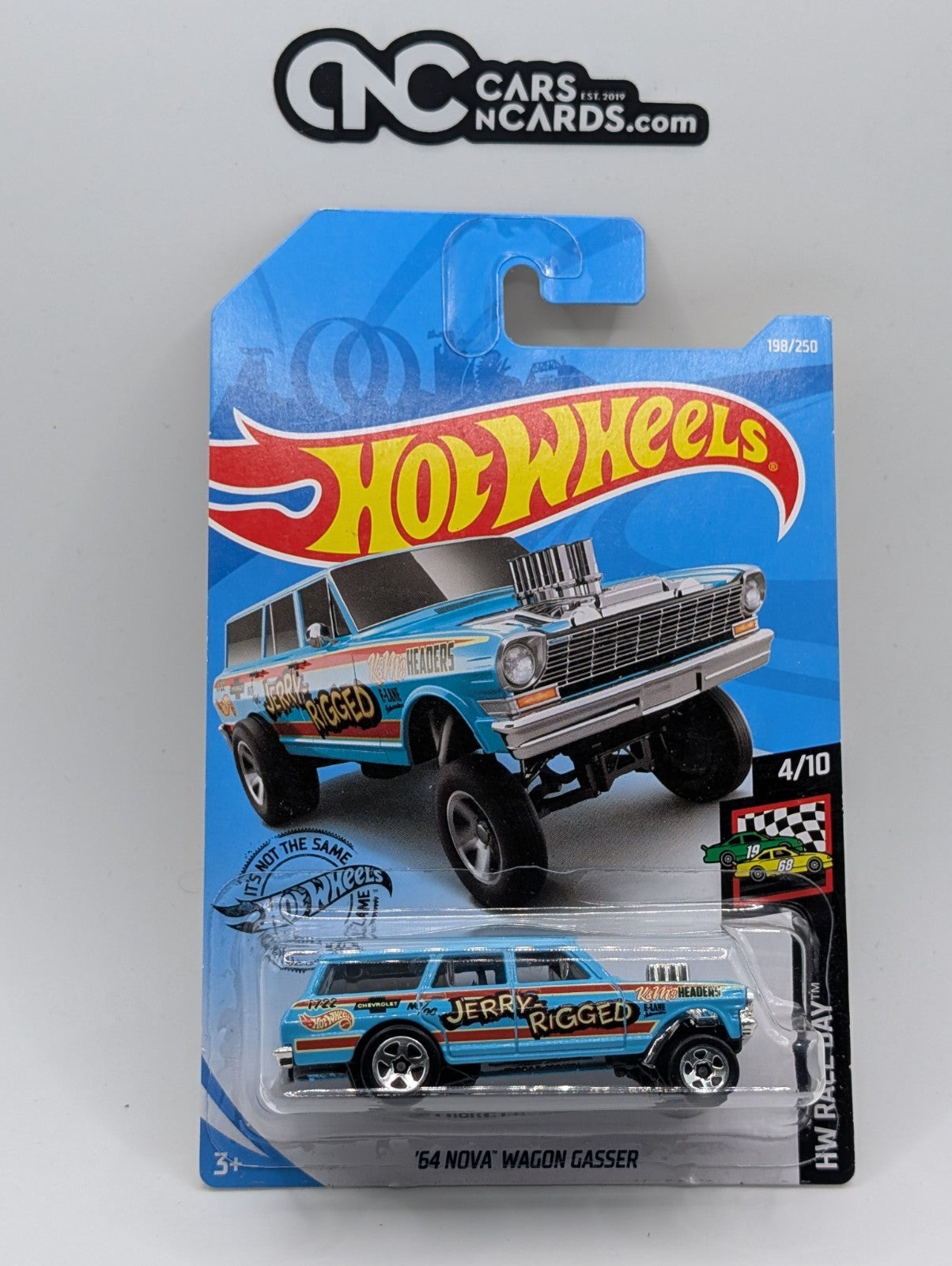 2019 Hot Wheels HW Race Day 4/10 '64 Nova Wagon Gasser Blue (Soft Corners)