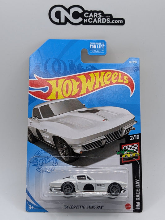 2021 Hot Wheels HW Race Day 2/10 '64 Corvette Sting Ray White (Cracked Blister)