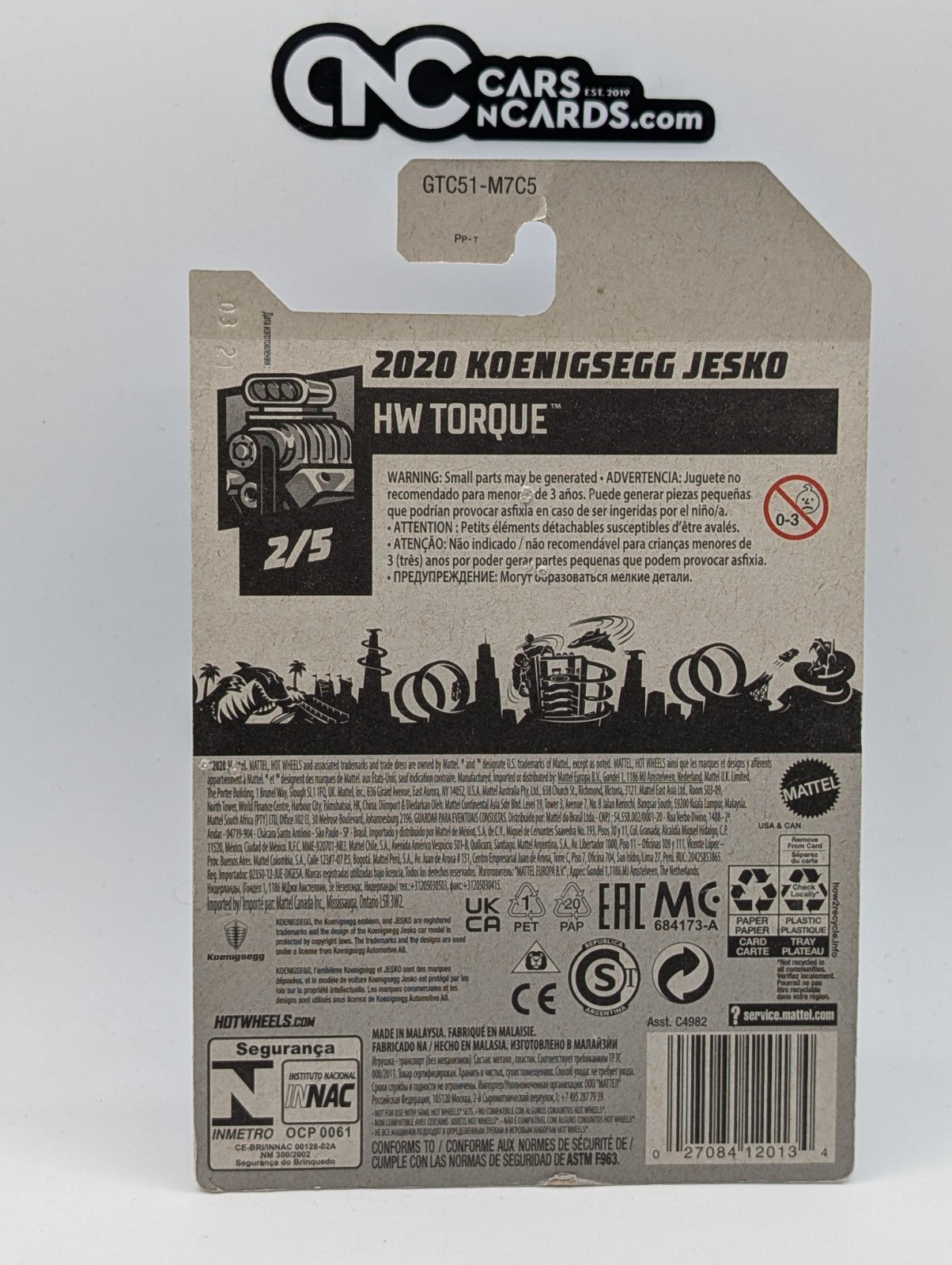 2021 Hot Wheels HW Torque 2020 Koenigsegg Jesko White 86/250 (Damaged)