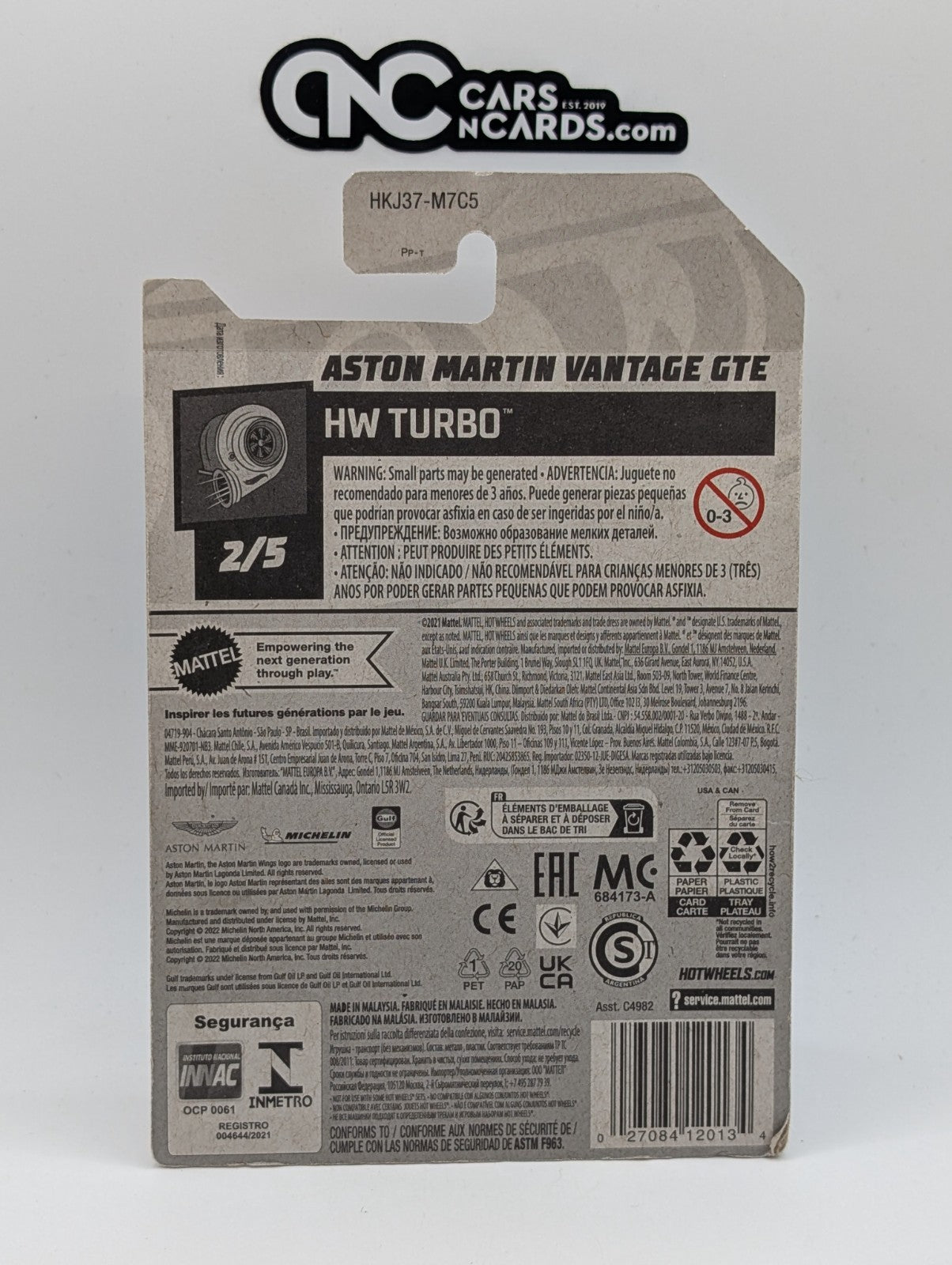 2023 Hot Wheels HW Turbo 2/5 Aston Martin Vantage GTE Blue (Card Damage)