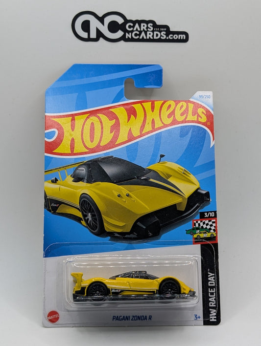 2024 Hot Wheels HW Race Day 3/10 Pagani Zonda R Yellow 99/250 (Card Crease)
