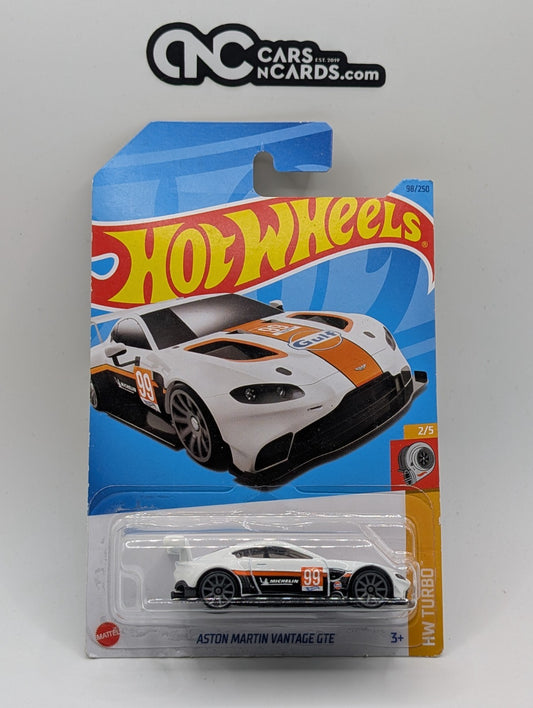 2023 Hot Wheels HW Turbo 2/5 Aston Martin Vantage GTE White (Card Damage)