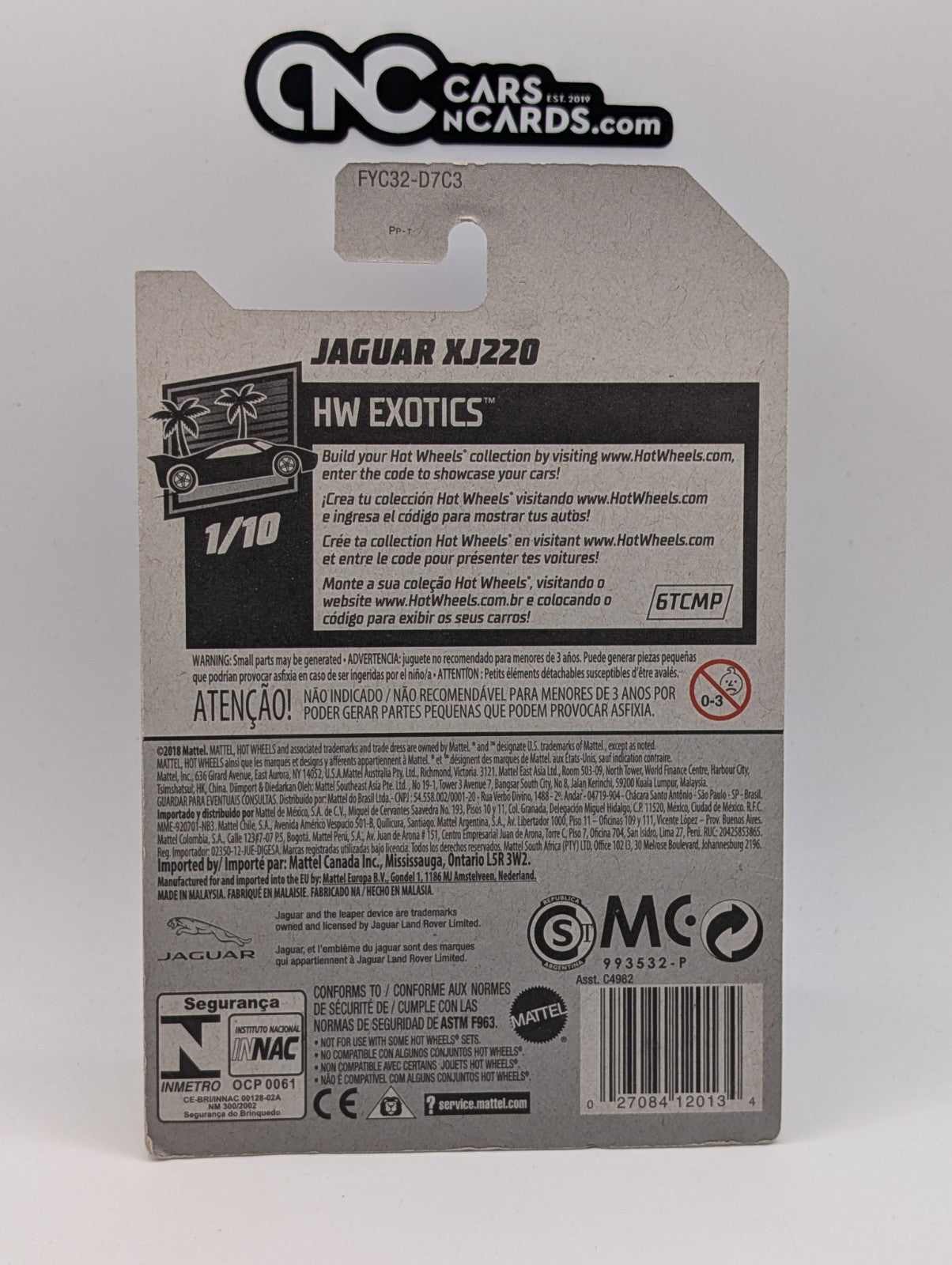 2019 Hot Wheels HW Exotics 1/10 Jaguar XJ220 Orange 234/250 (Soft Corners)