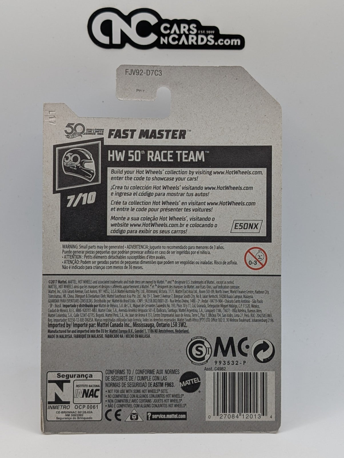 2018 Hot Wheels HW 50th Race Team 7/10 Fast Master (Soft Corners)