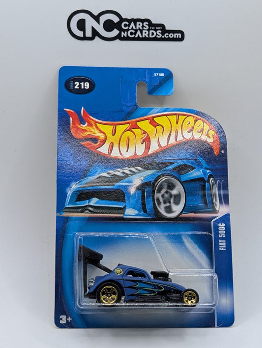 2003 Hot Wheels Fiat 500C Blue Collector #219 (Soft Corners)