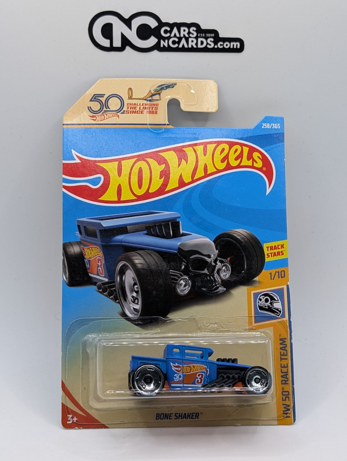 2018 Hot Wheels HW 50th Race Team 1/10 Bone Shaker (Card Damage)