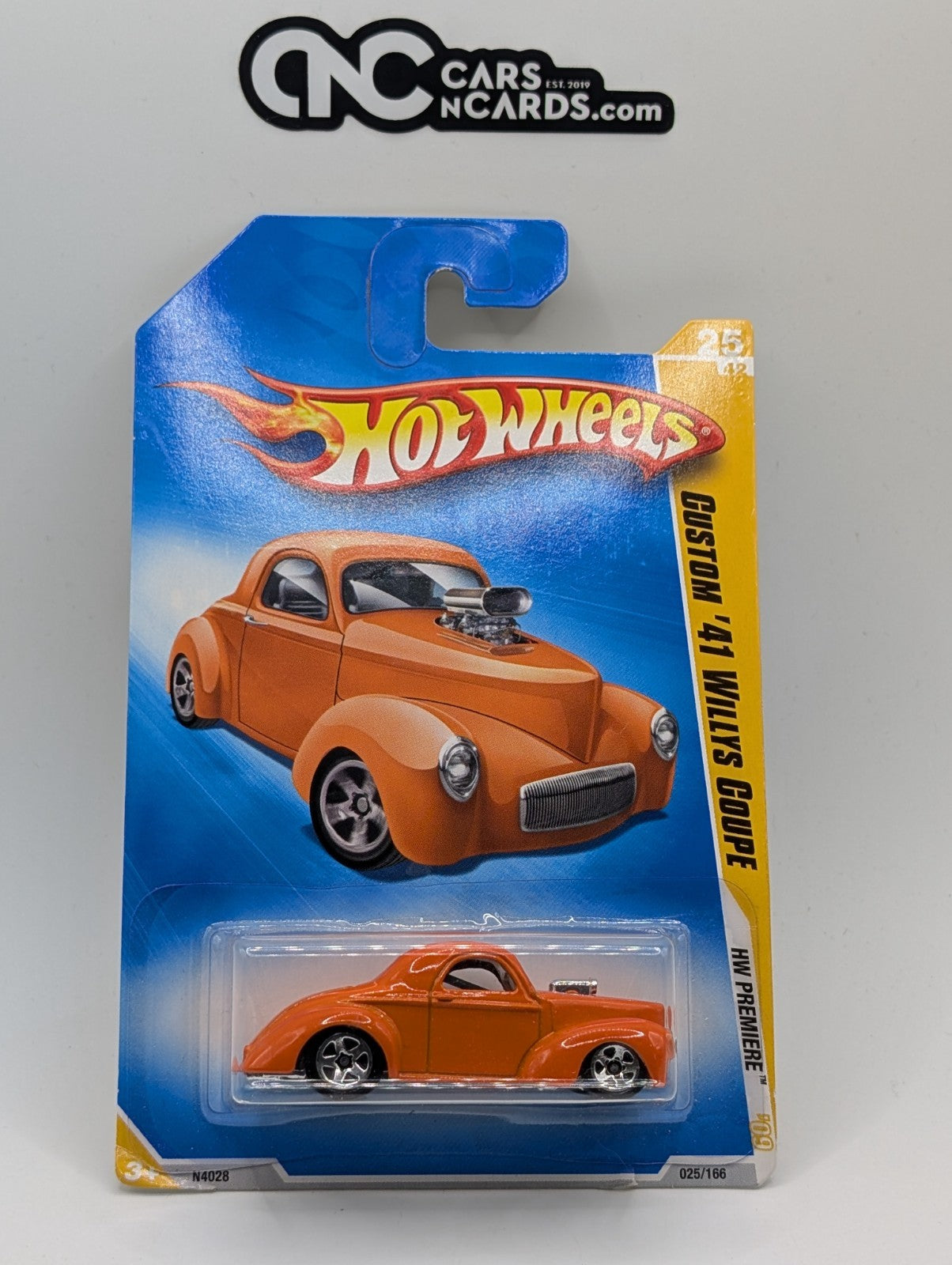 2009 Hot Wheels HW Premiere 25/42 Custom '41 Willys Coupe Orange (Card Damage)