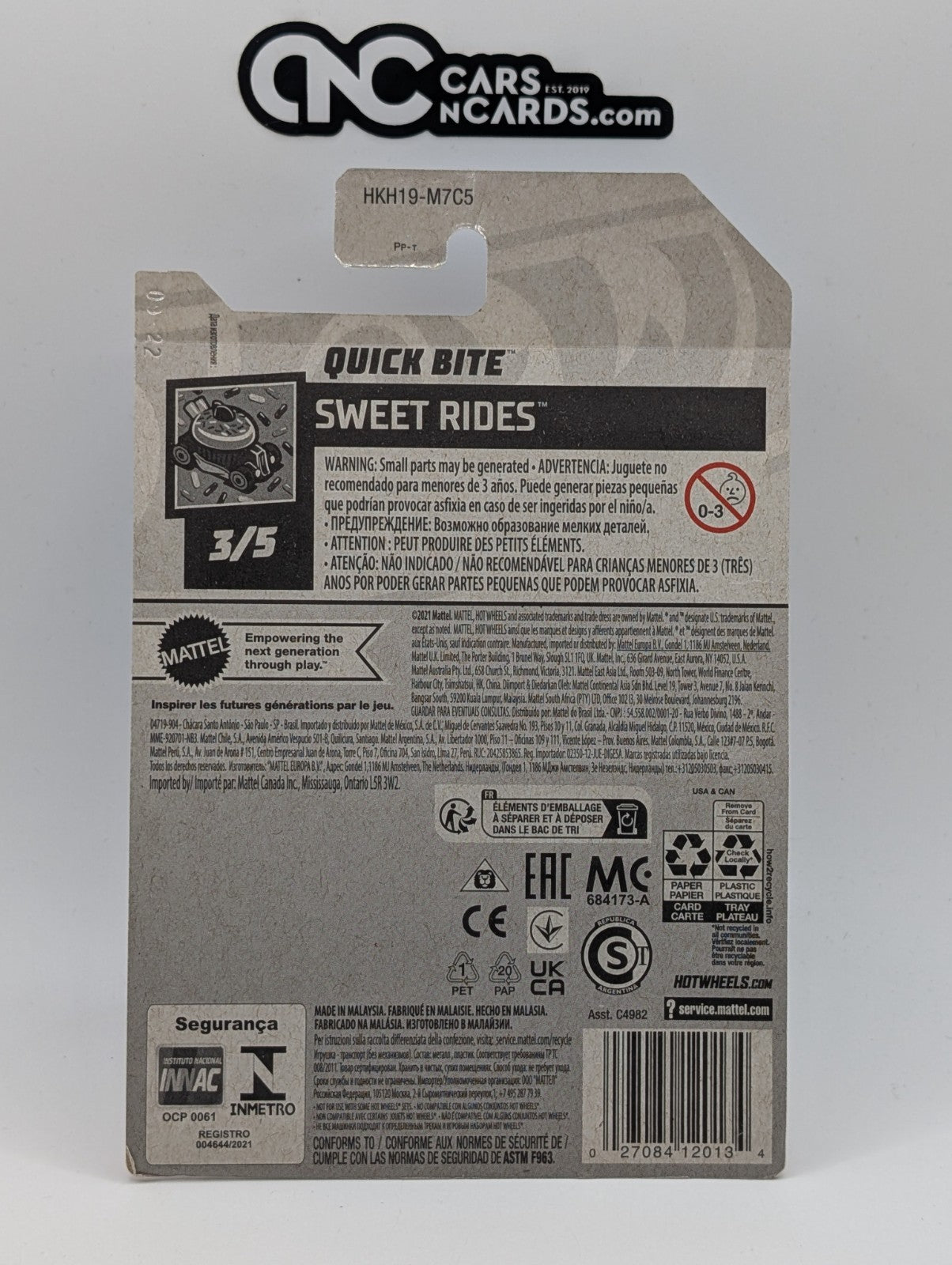 2023 Hot Wheels Sweet Rides 3/5 Quick Bite Yellow 31/250 (Card Damage)