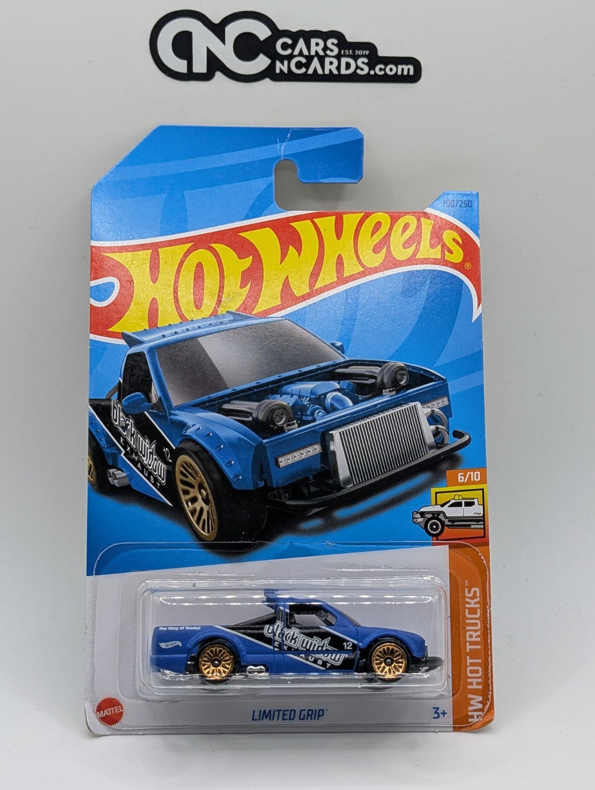 2023 Hot Wheels HW Hot Trucks 6/10 Limited Grip Blue 190/250 (Card Damage)