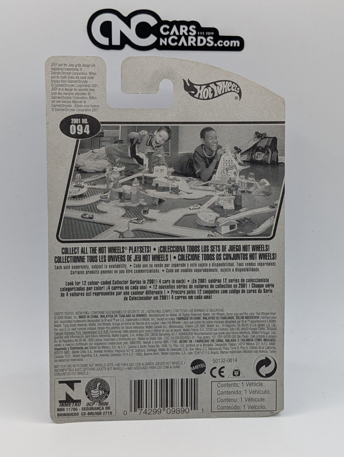 2001 Hot Wheels Skin Deep 2/4 Jeep Willys Silver Collector #94 (Soft Corners)