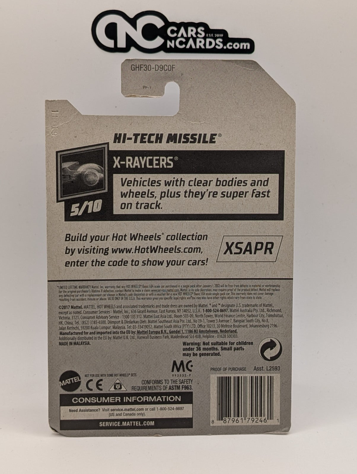 2020 Hot Wheels X-Raycers 5/10 Hi-Tech Missile 41/250 (Damaged)