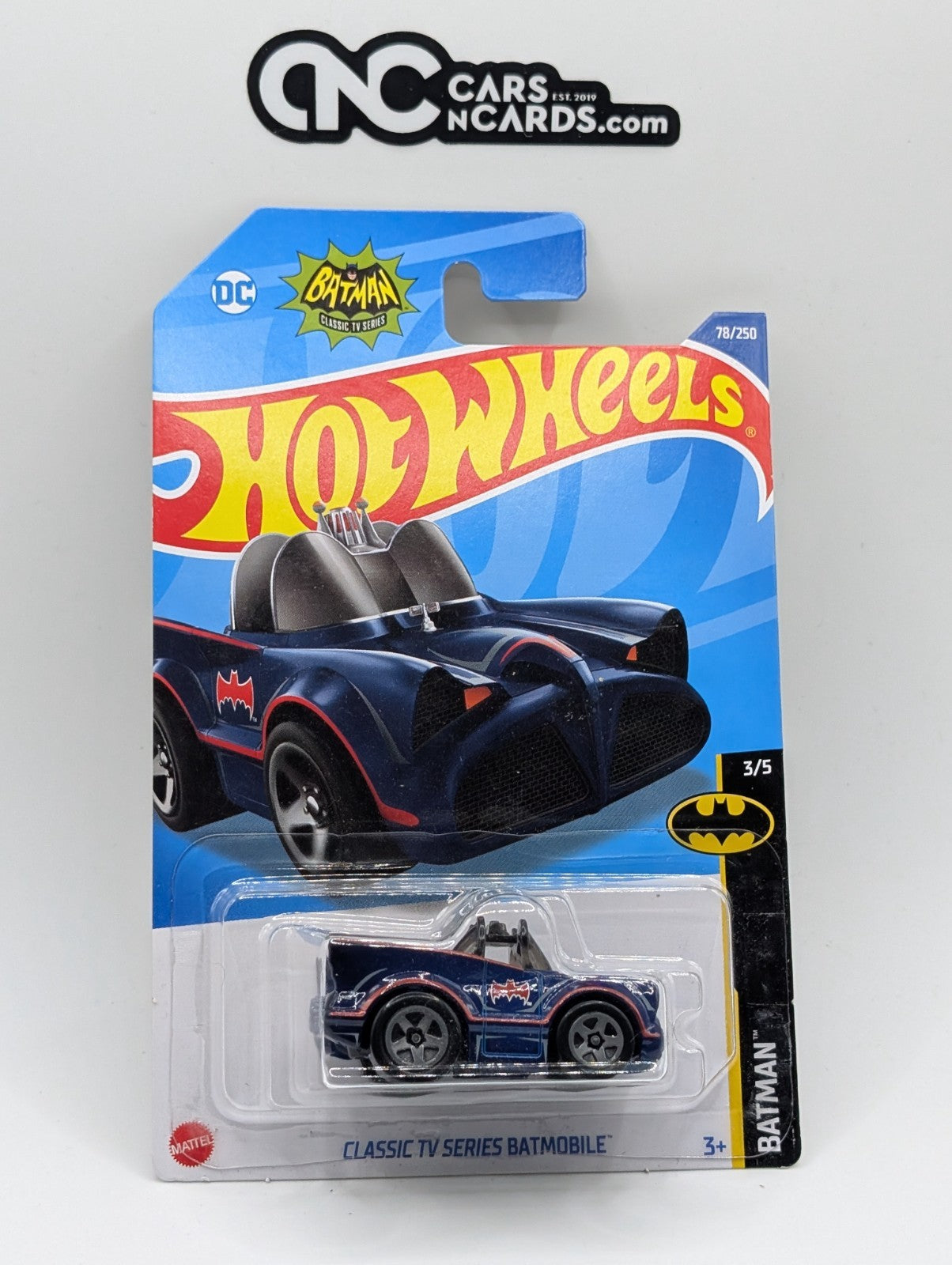 2022 Hot Wheels Batman Tooned Classic TV Series Batmobile Blue (Soft Corners)