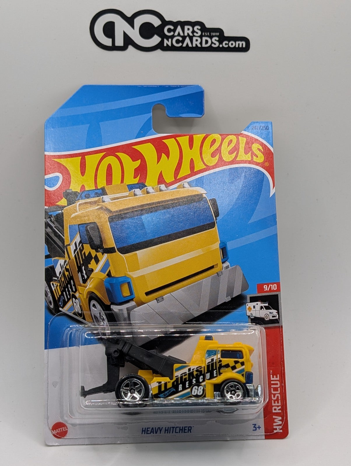 2023 Hot Wheels HW Rescue 9/10 Heavy Hitcher Yellow 247/250 (Soft Corners)
