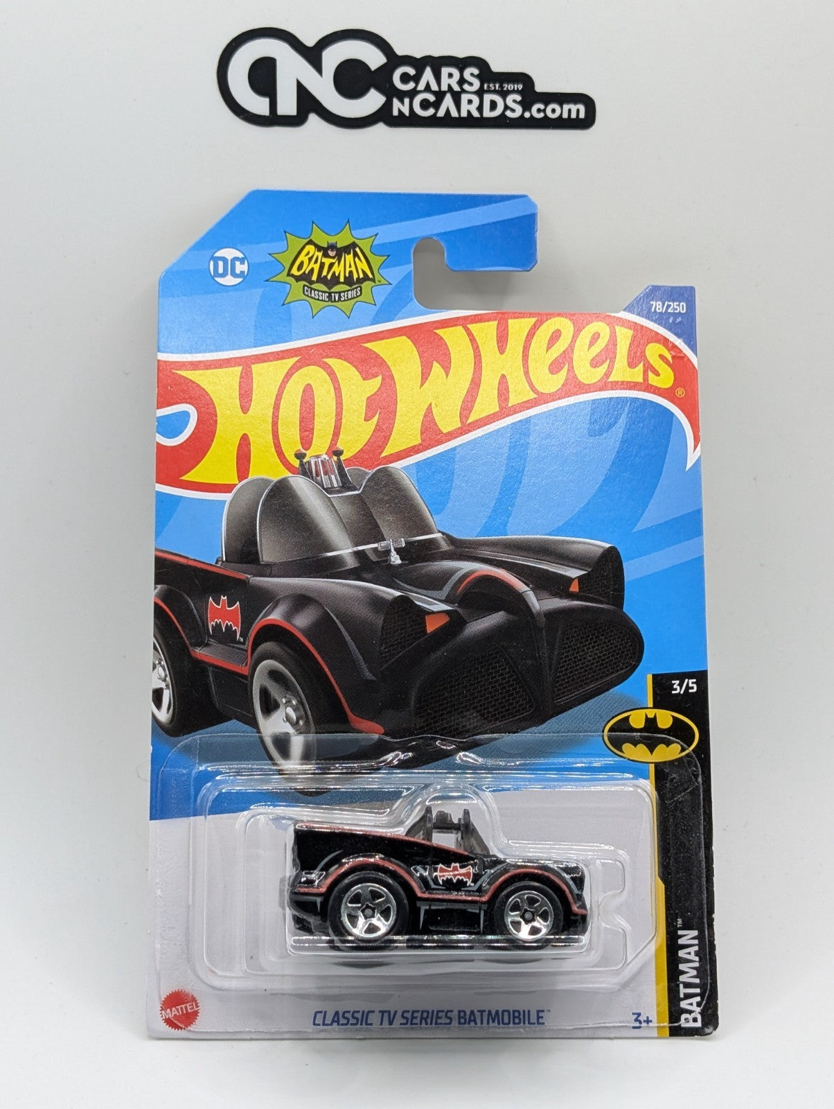 2022 Hot Wheels Batman Tooned Classic TV Series Batmobile Black (Soft Corners)