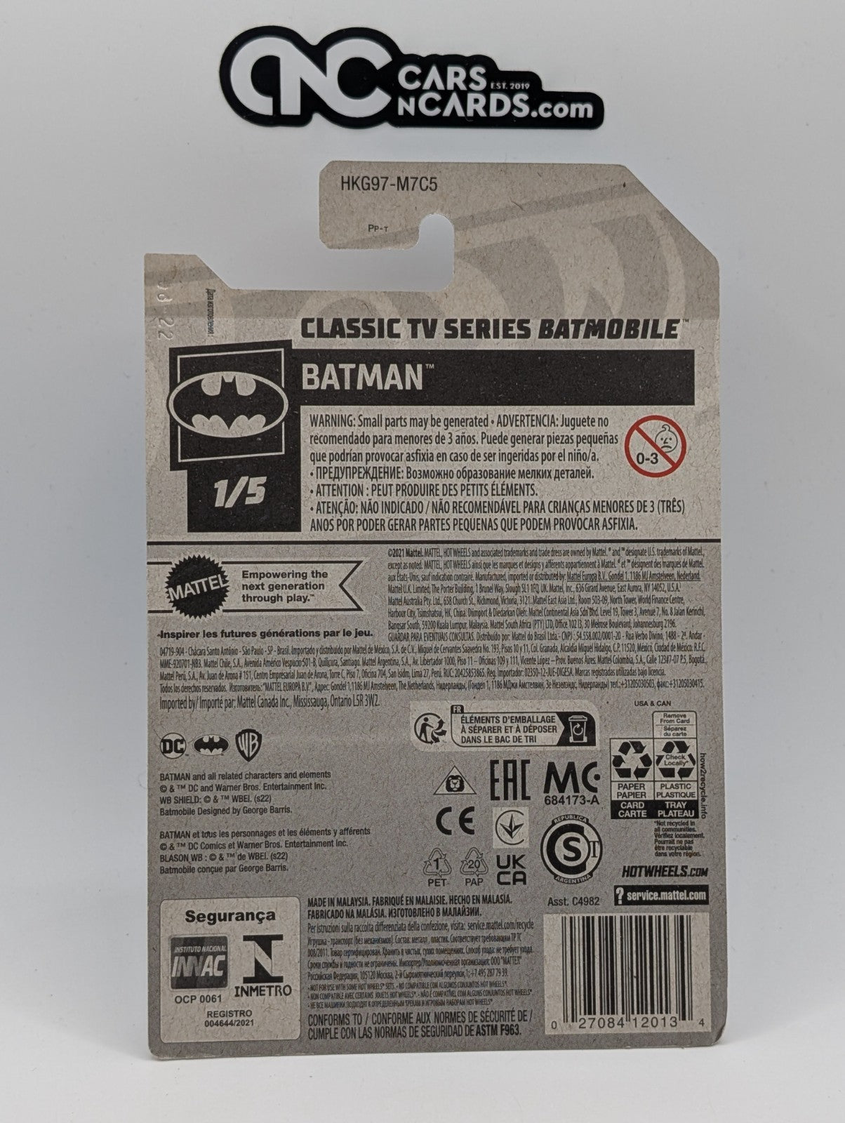 2023 Hot Wheels Batman 1/5 Tooned Classic TV Series Batmobile Red (Soft Corners)