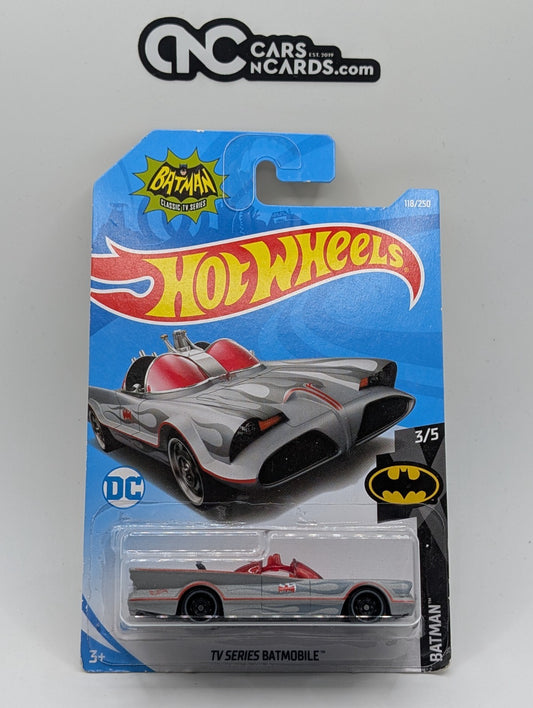 2019 Hot Wheels Batman 3/5 TV Series Batmobile Gray 118/250 (Card Crease)