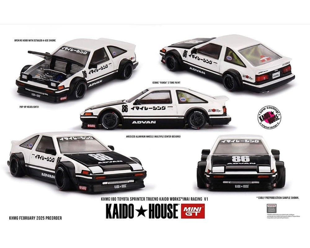Kaido House x Mini GT 1:64 Toyota AE86 Sprinter Trueno Kaido V1 White Sealed Box