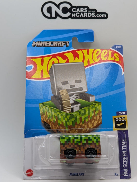 2022 Hot Wheels HW Screen Time 2/10 Minecraft Minecart 9/250 (Card Damage)