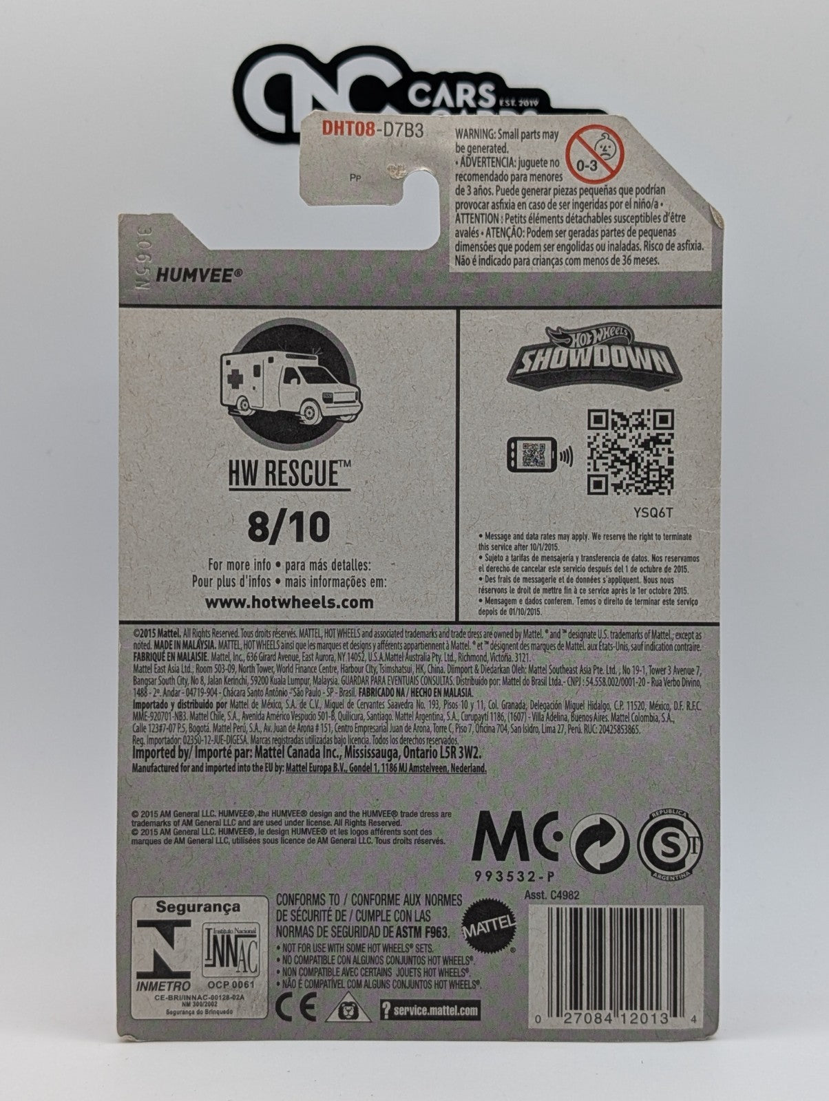2016 Hot Wheels HW Rescue 8/10 Humvee Red 218/250 (Card Damage)