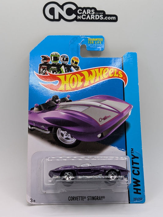 2013 Hot Wheels HW City Corvette Stingray Purple 203/250 (Card Damage)