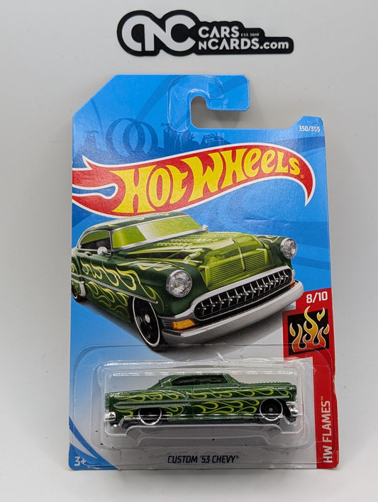 2018 Hot Wheels HW Flames 8/10 Custom '53 Chevy 350/365 (Card Damage)