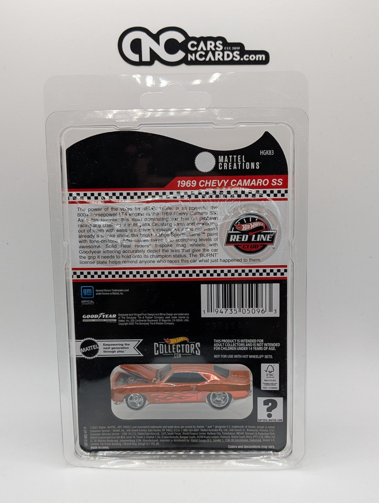 2022 Hot Wheels RLC sELECTIONs 1969 Chevy Camaro SS Orange (Card Crease)