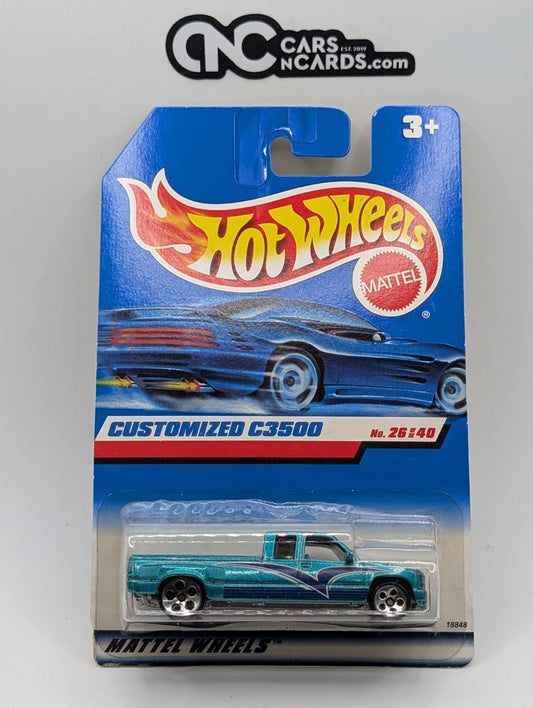 1998 Hot Wheels First Editions 26/40 Customized C3500 Teal 18848 (Soft Corners)