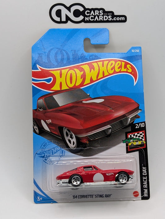 2021 Hot Wheels HW Race Day '64 Corvette Sting Ray Red 10/250 (Soft Corners)
