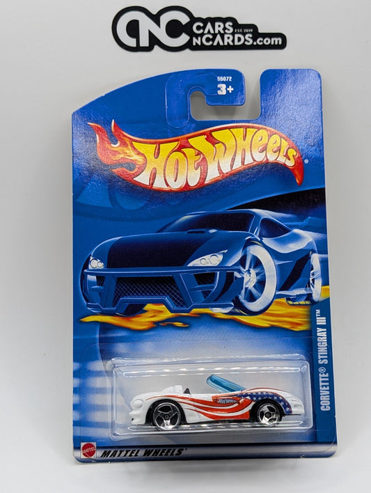 2002 Hot Wheels Corvette Stingray III White Collector #187 (Soft Corners)