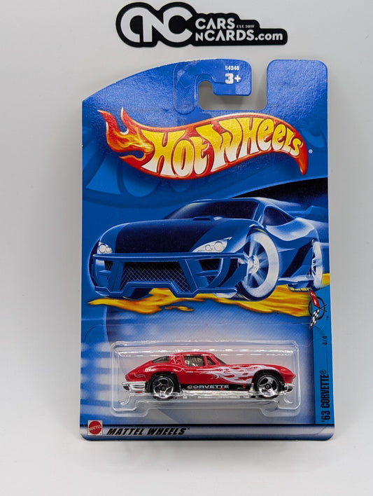 2002 Hot Wheels Corvette 4/4 '63 Corvette Red #70 (Soft Corners)