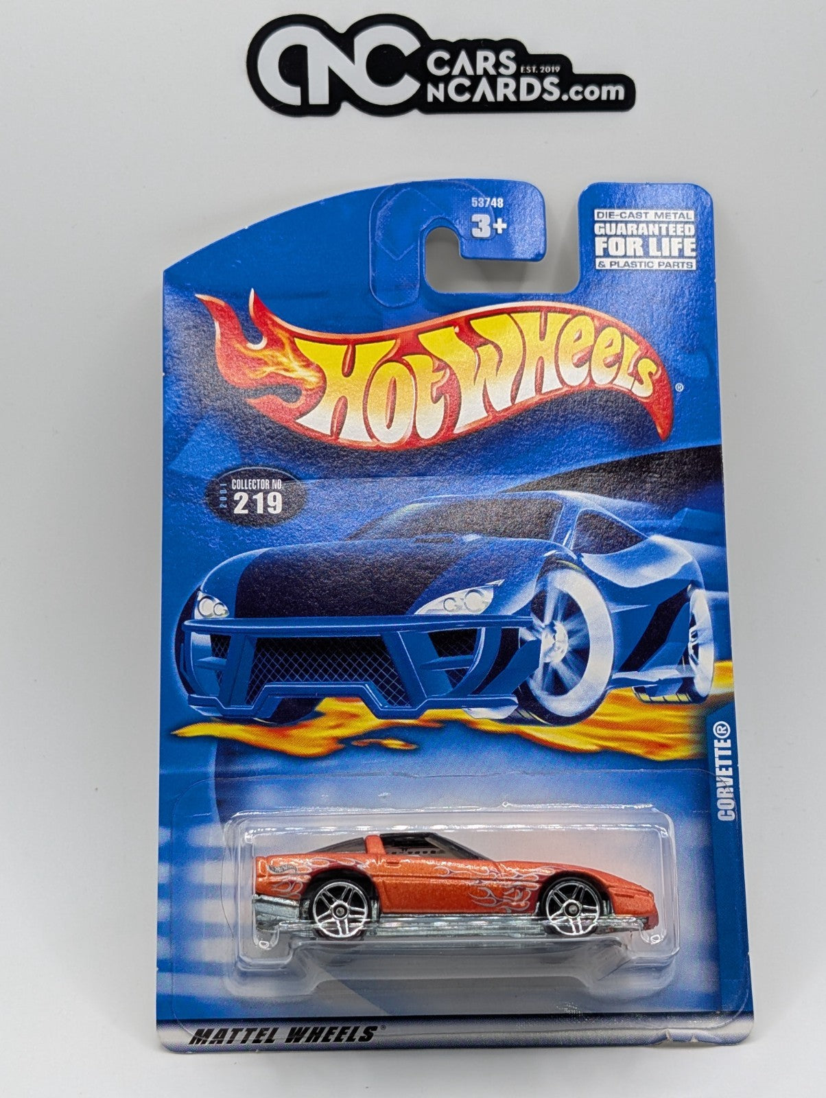 2001 Hot Wheels Corvette Orange Collector #219 (Card Damage)