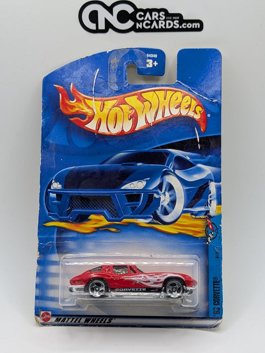 2002 Hot Wheels Corvette 4/4 '63 Corvette Red #70 (Damaged)