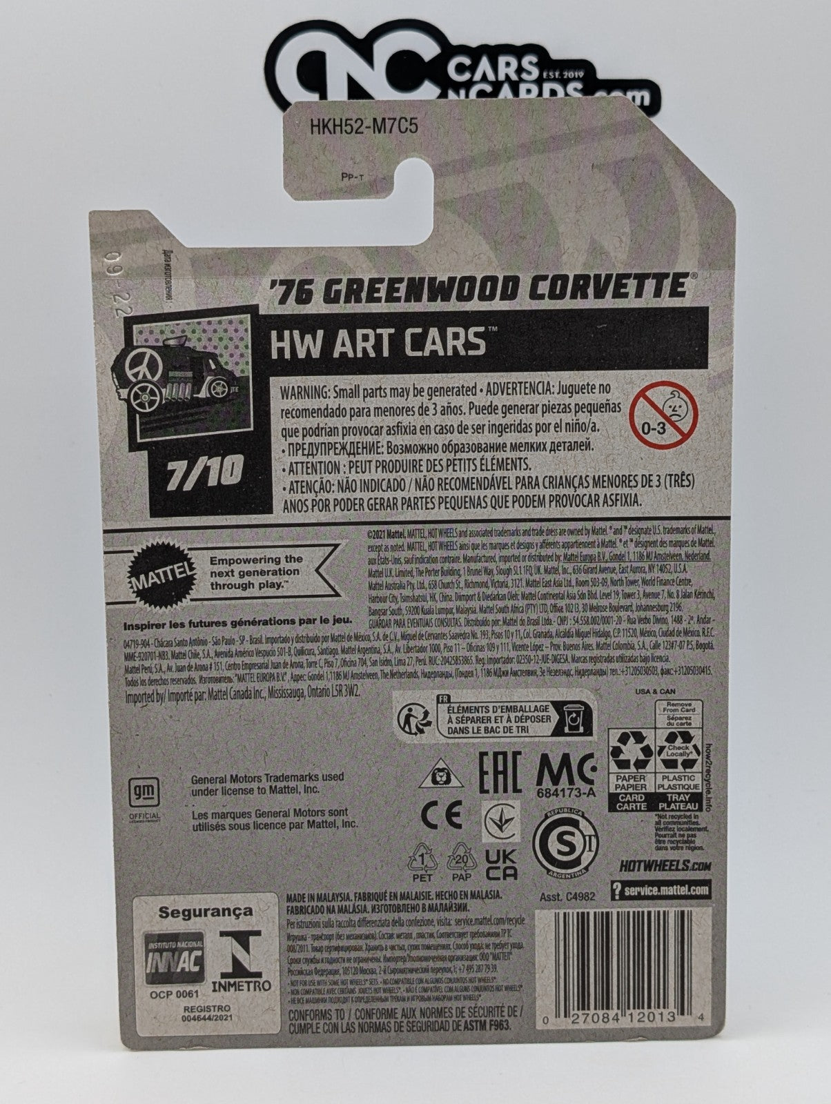 2023 Hot Wheels HW Art Cars 7/10 '76 Greenwood Corvette 65/250 (Soft Corners)