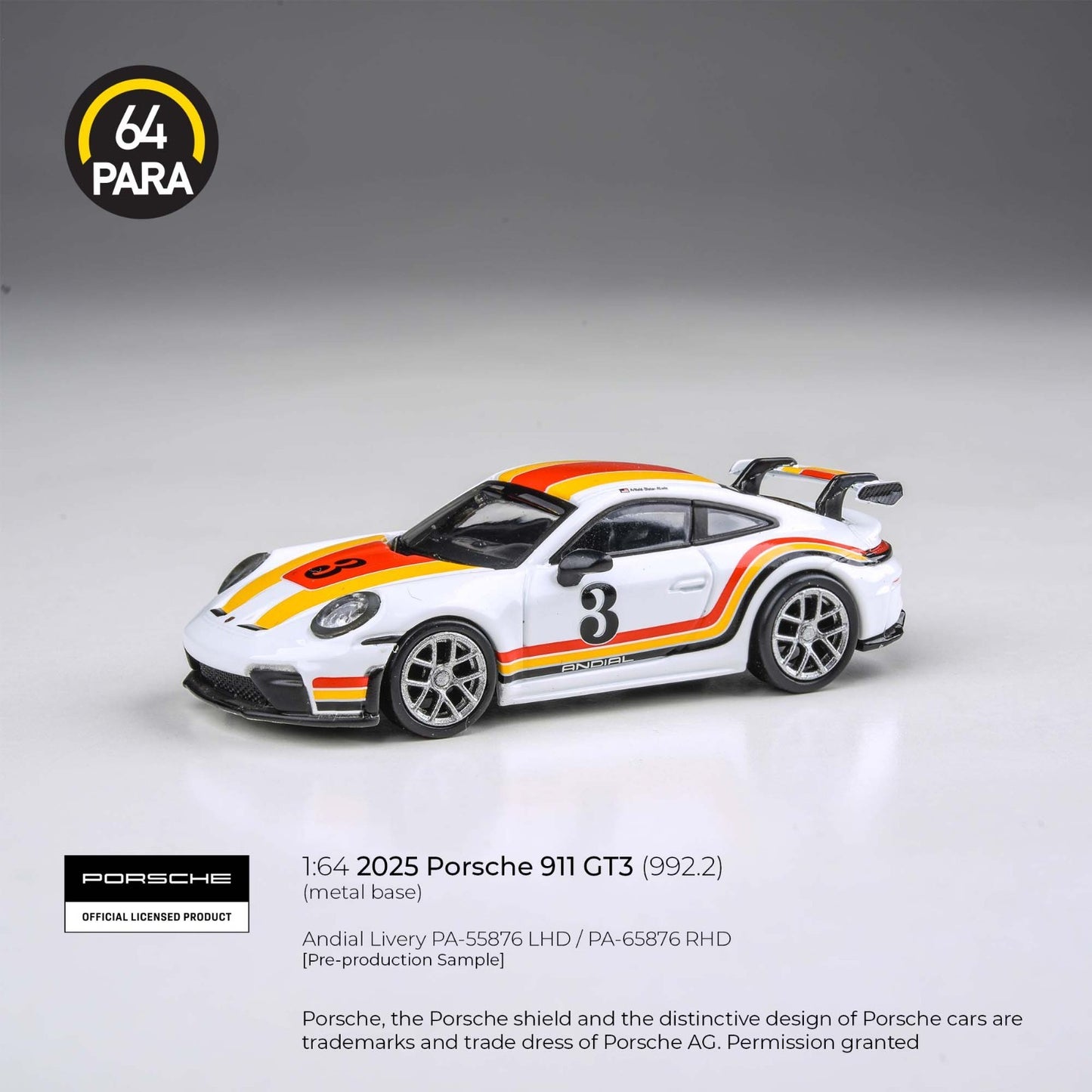 PARA64 1:64 2025 Porsche 911 GT3 (992.2) Andial Livery LHD PA-55876