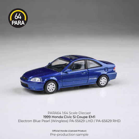 PARA64 1:64 1999 Honda Civic EM1 Electron Blue Pearl LHD (wingless) PA-55629