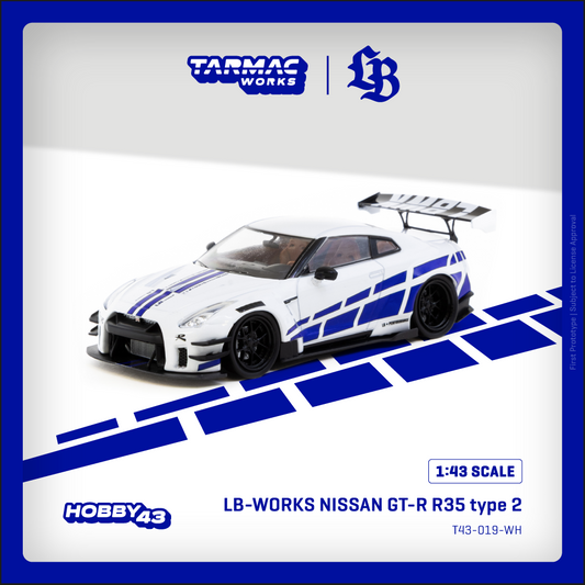 TARMAC WORKS HOBBY43 1:43 LB-WORKS NISSAN GT-R R35 type 2 White T43-019-WH