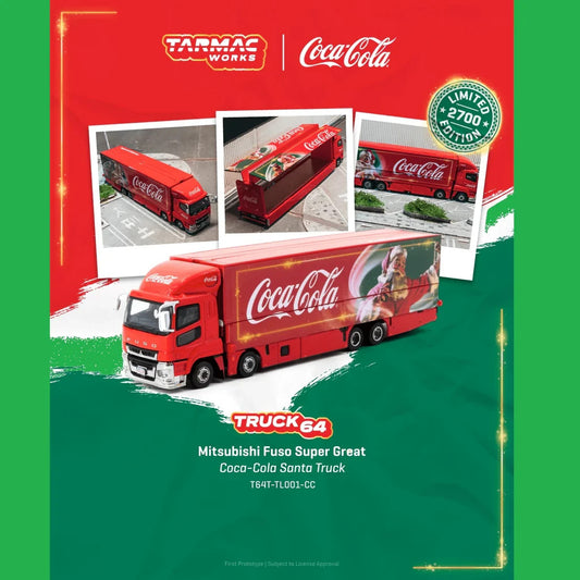 TARMAC WORKS TRUCK64 1:64 Mitsubishi Fuso Super Great Coca-Cola Santa Truck