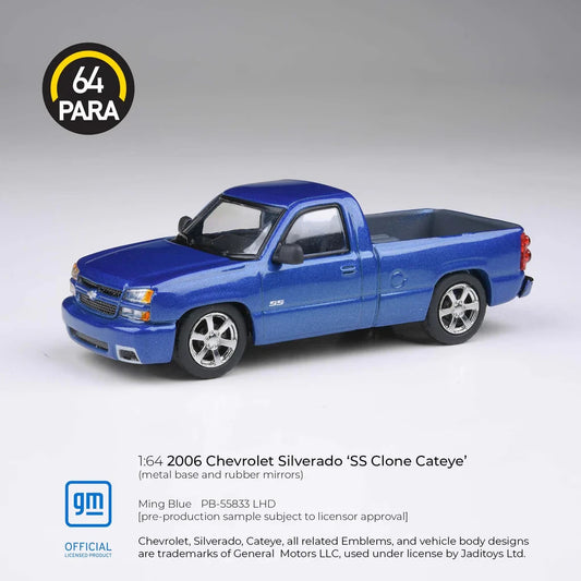 PARA64 1:64 2006 Chevrolet Silverado Single Cab Ming Blue PB-55833