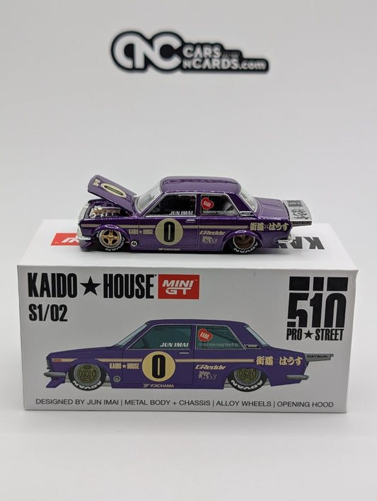Kaido House x Mini GT Datsun 510 Pro Street OG Purple S1/02 KHMG002 Open Box