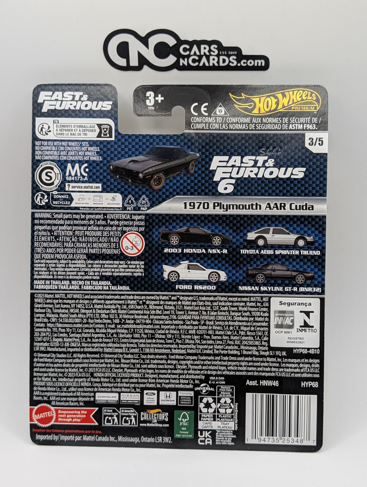 2024 Hot Wheels Premium Fast Furious 3/5 1970 Plymouth AAR Cuda