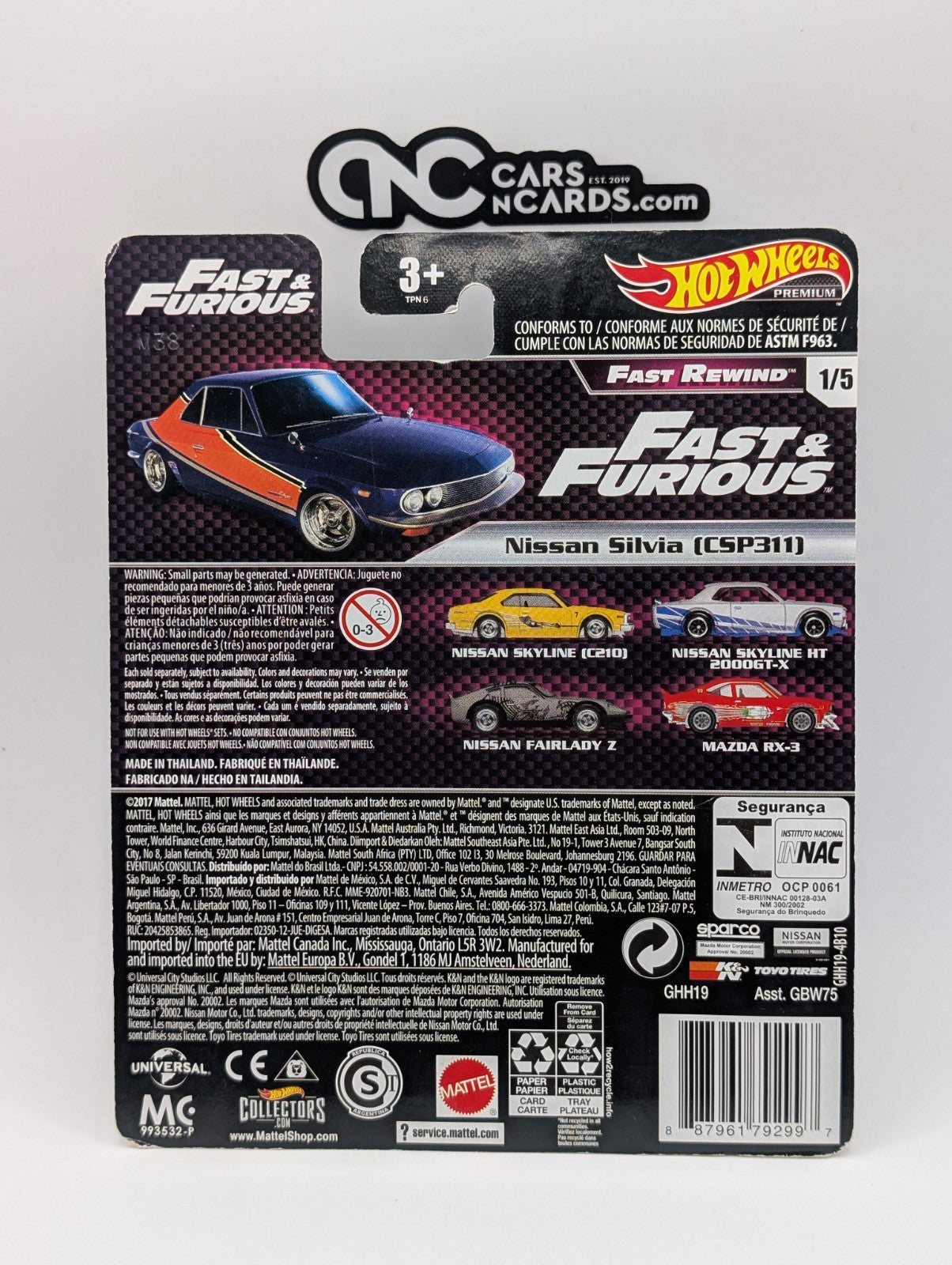 2019 Hot Wheels Premium Fast & Furious Fast Rewind Nissan Silvia (CSP311)