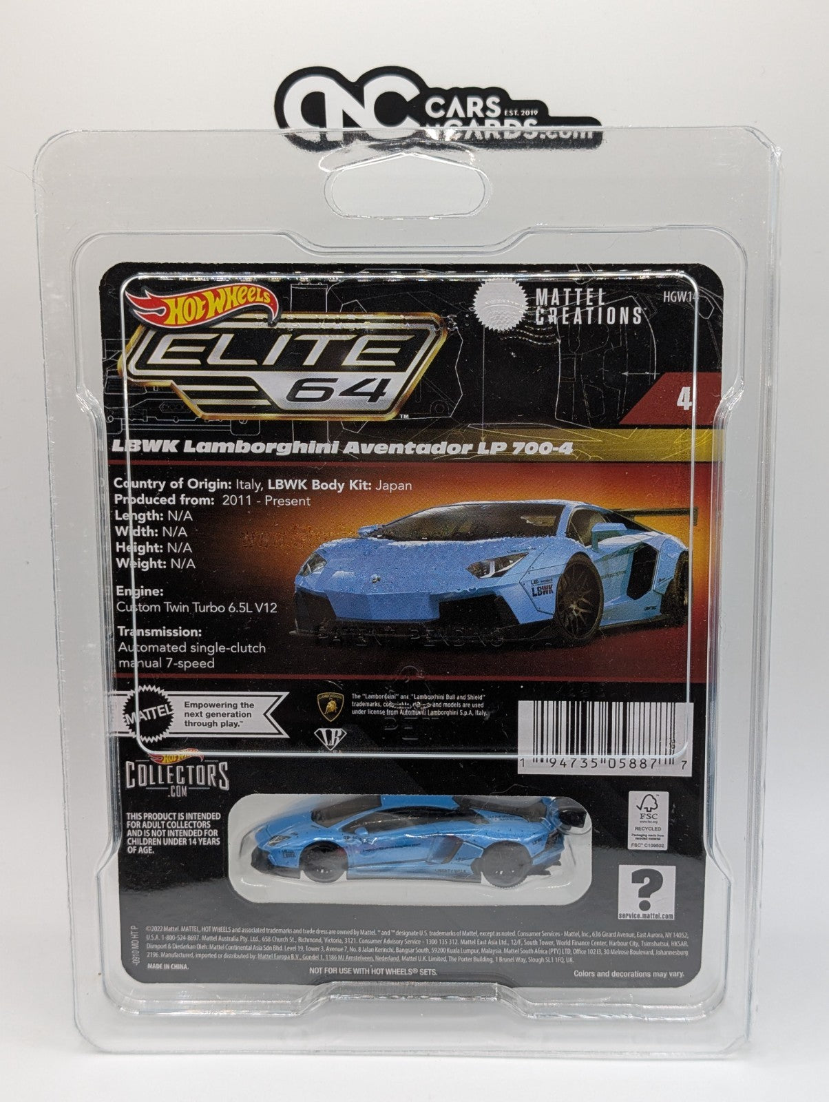 2023 Hot Wheels Elite 64 LBWK Lamborghini Aventador LP 700-4 With Protector