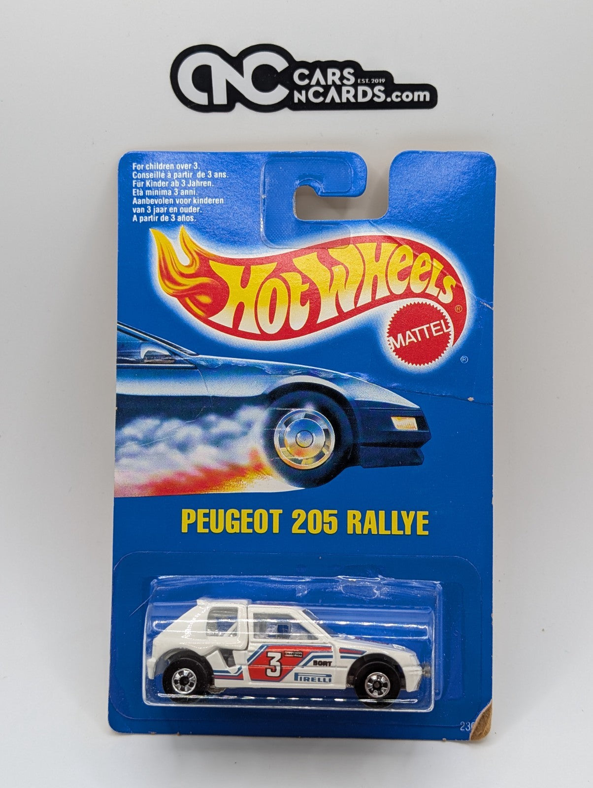 1990 Hot Wheels Peugeot 205 Rallye White 2307 (Card Damage)