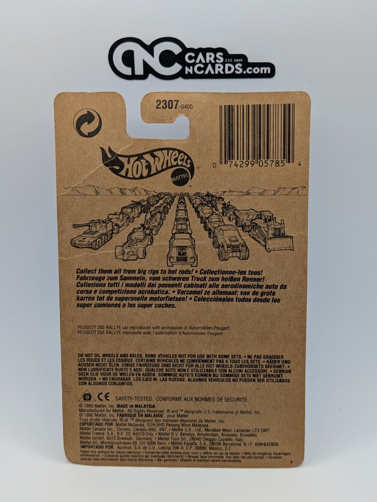 1990 Hot Wheels Peugeot 205 Rallye White 2307 (Card Damage)